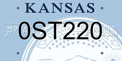 0ST220 Kansas License Plate