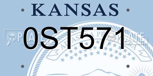 0ST571 Kansas License Plate