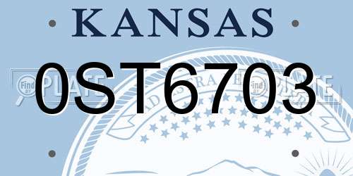 0ST6703 Kansas License Plate