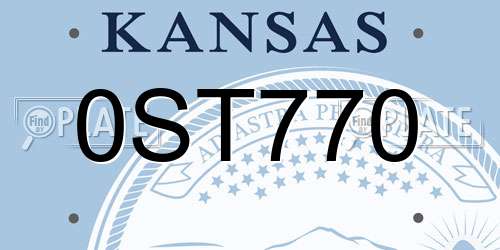 0ST770 Kansas License Plate