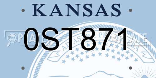 0ST871 Kansas License Plate