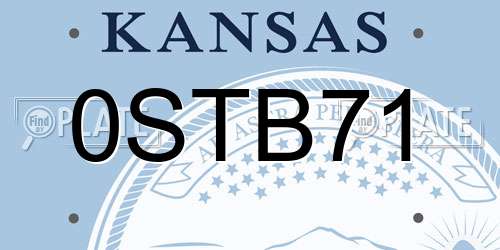 0STB71 Kansas License Plate