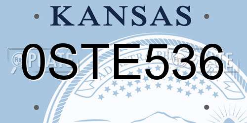 0STE536 Kansas License Plate