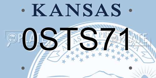 0STS71 Kansas License Plate
