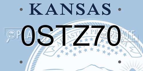 0STZ70 Kansas License Plate