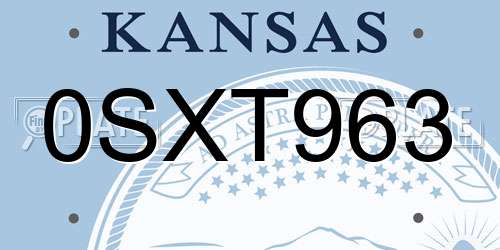 0SXT963 Kansas License Plate