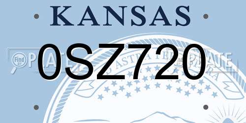 0SZ720 Kansas License Plate