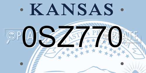 0SZ770 Kansas License Plate