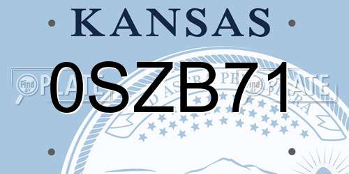 0SZB71 Kansas License Plate
