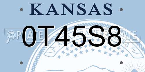 0T45S8 Kansas License Plate