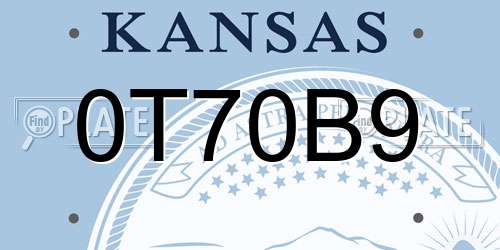 0T70B9 Kansas License Plate