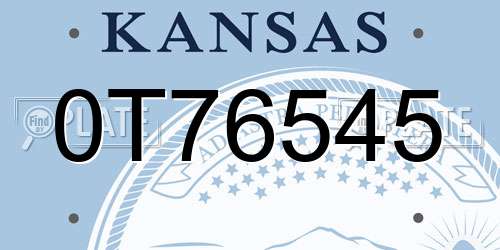 0T76545 Kansas License Plate