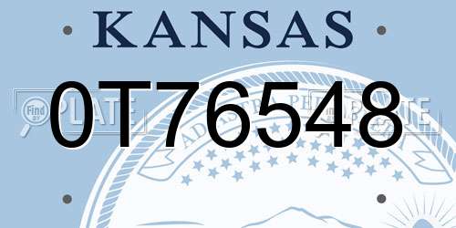 0T76548 Kansas License Plate