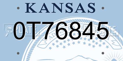 0T76845 Kansas License Plate