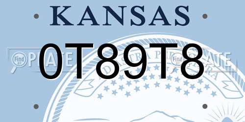 0T89T8 Kansas License Plate