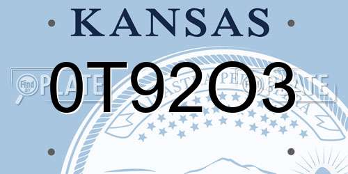 0T92O3 Kansas License Plate