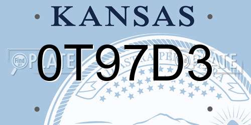 0T97D3 Kansas License Plate