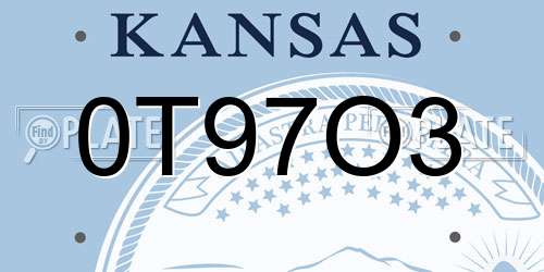 0T97O3 Kansas License Plate