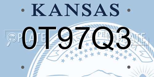 0T97Q3 Kansas License Plate