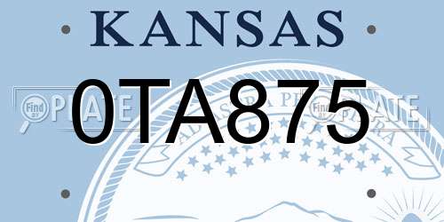 0TA875 Kansas License Plate