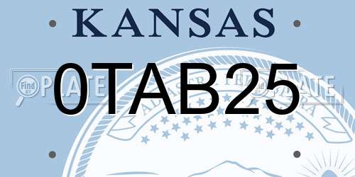 0TAB25 Kansas License Plate