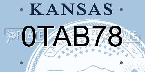 0TAB78 Kansas License Plate