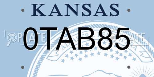 0TAB85 Kansas License Plate