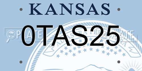 0TAS25 Kansas License Plate
