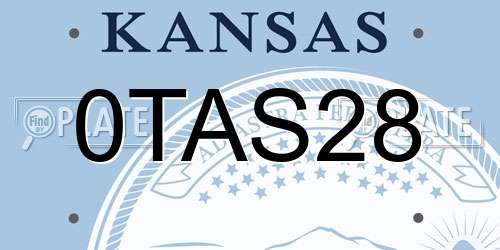 0TAS28 Kansas License Plate
