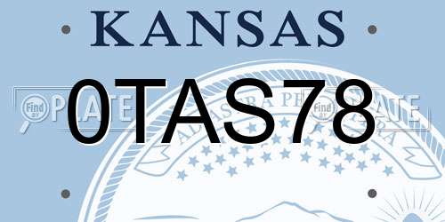0TAS78 Kansas License Plate