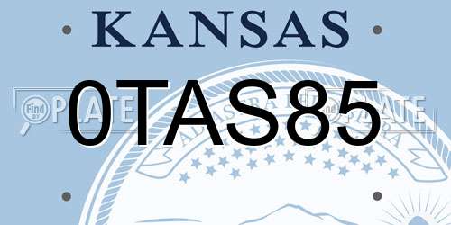 0TAS85 Kansas License Plate