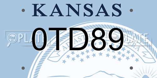 0TD89 Kansas License Plate
