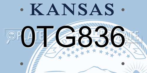 0TG836 Kansas License Plate