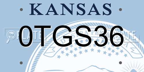 0TGS36 Kansas License Plate