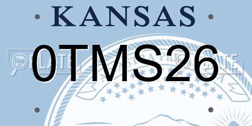 0TMS26 Kansas License Plate