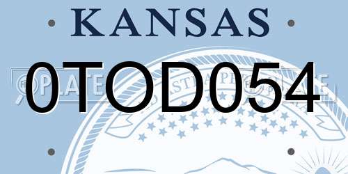 0TOD054 Kansas License Plate