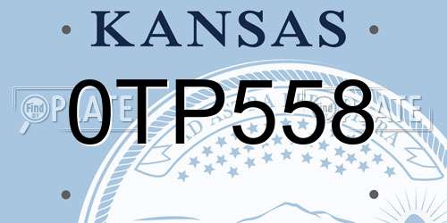 0TP558 Kansas License Plate
