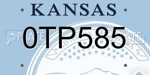 0TP585 Kansas License Plate