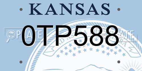 0TP588 Kansas License Plate