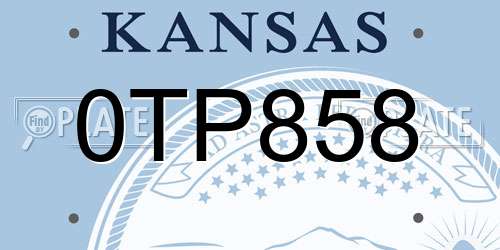 0TP858 Kansas License Plate