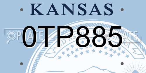 0TP885 Kansas License Plate