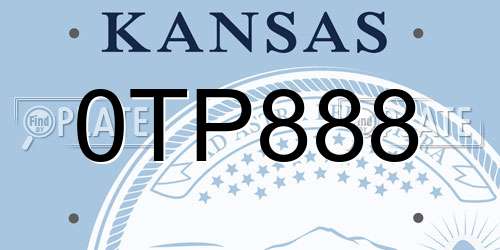 0TP888 Kansas License Plate