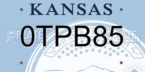 0TPB85 Kansas License Plate
