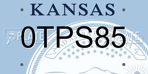 0TPS85 Kansas License Plate