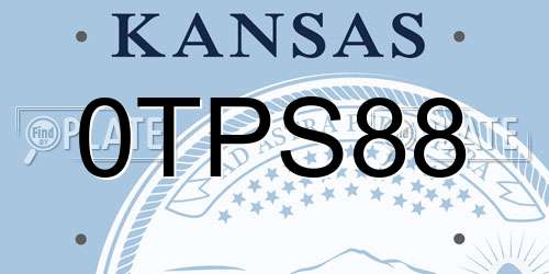 0TPS88 Kansas License Plate