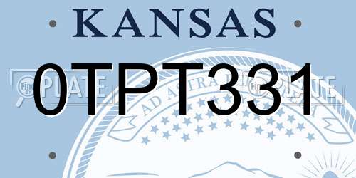 0TPT331 Kansas License Plate