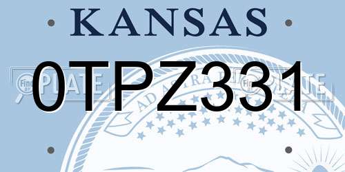0TPZ331 Kansas License Plate
