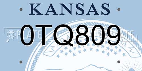 0TQ809 Kansas License Plate
