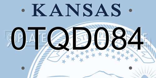 0TQD084 Kansas License Plate