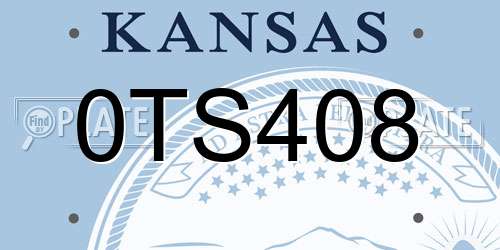 0TS408 Kansas License Plate